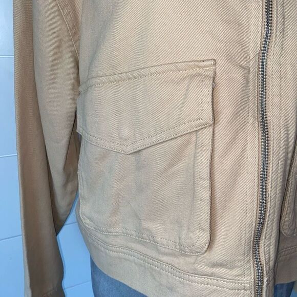 NICOLE MILLER Cream Color Cotton Bomber Jacket Women's Size Large - Picture 3 of 10